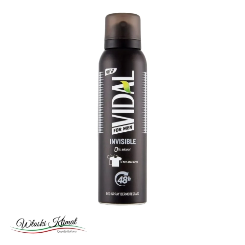 Dezodorant męski Spray Invisibile Men Vidal 150ml - widok z przodu / opakowanie