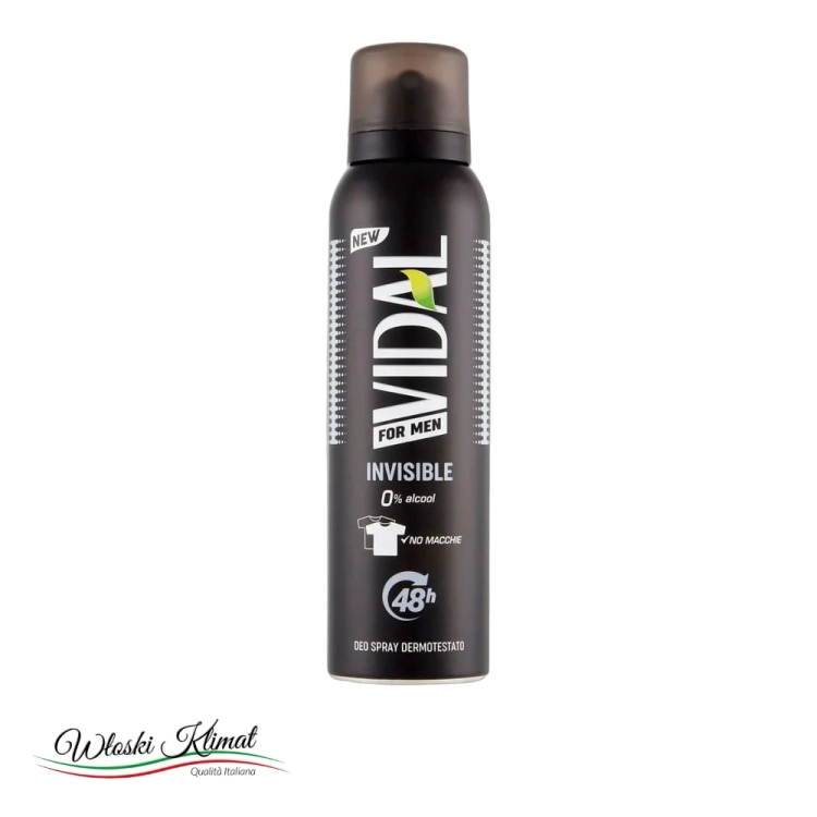 Dezodorant męski Spray Invisibile Men Vidal 150ml - widok z przodu / opakowanie