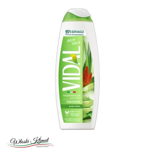 Żel pod prysznic z dodatkiem ekstraktu z aloesu  Aloe Vera VIDAL 500ml - widok z przodu / opakowanie