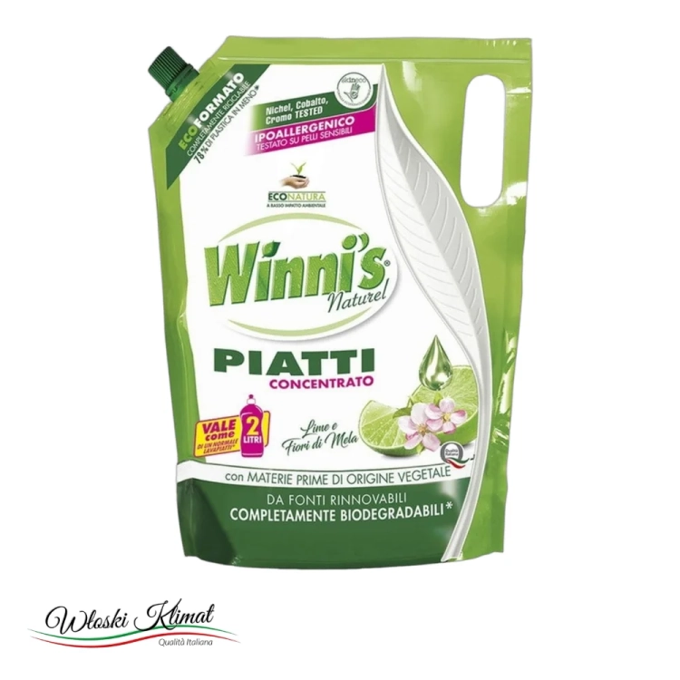 Płyn do mycia naczyń cytryna i kwiat jabłoni Lime e Fiori di Mela -zapas  Winni's 900ml - widok z przodu / opakowanie