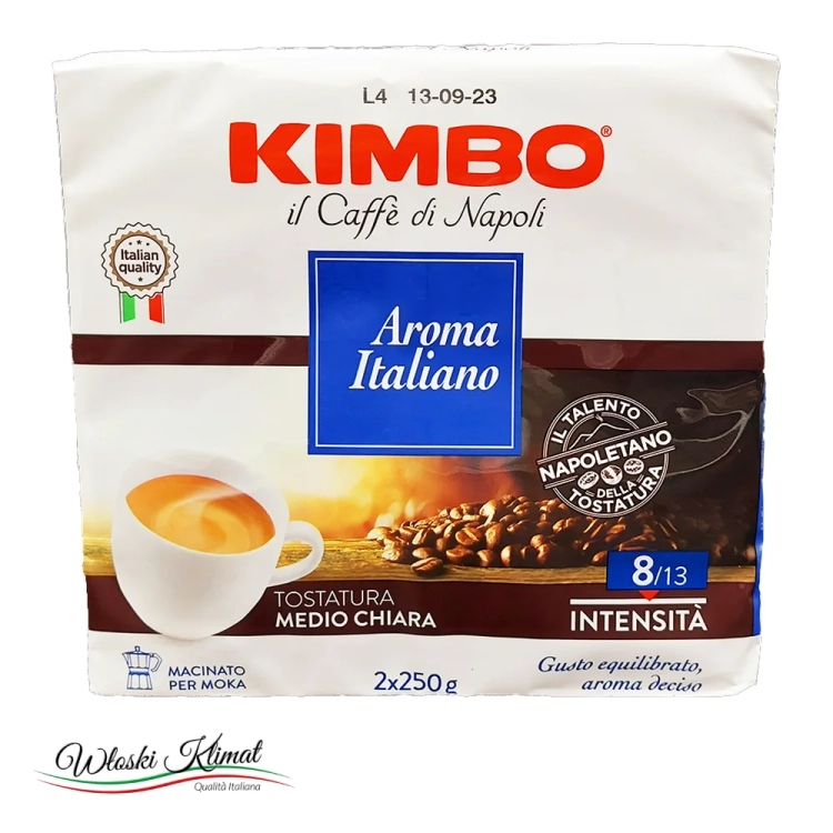 Kawa mielona Kimbo aroma italiano 2 x 250g - widok z przodu / opakowanie