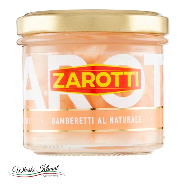 Krewetki w naturalnej zalewie Gamberetti al Naturale ZAROTTI 110g - widok z przodu / opakowanie