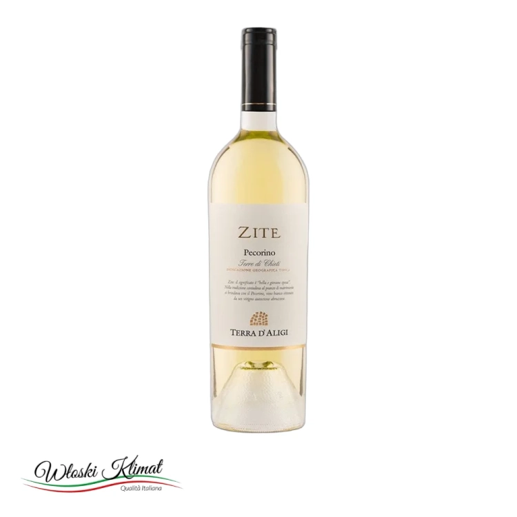 Wino białe Zite Pecorino Terre di Chieti Terra D'Aligi 750ml - widok z przodu / opakowanie