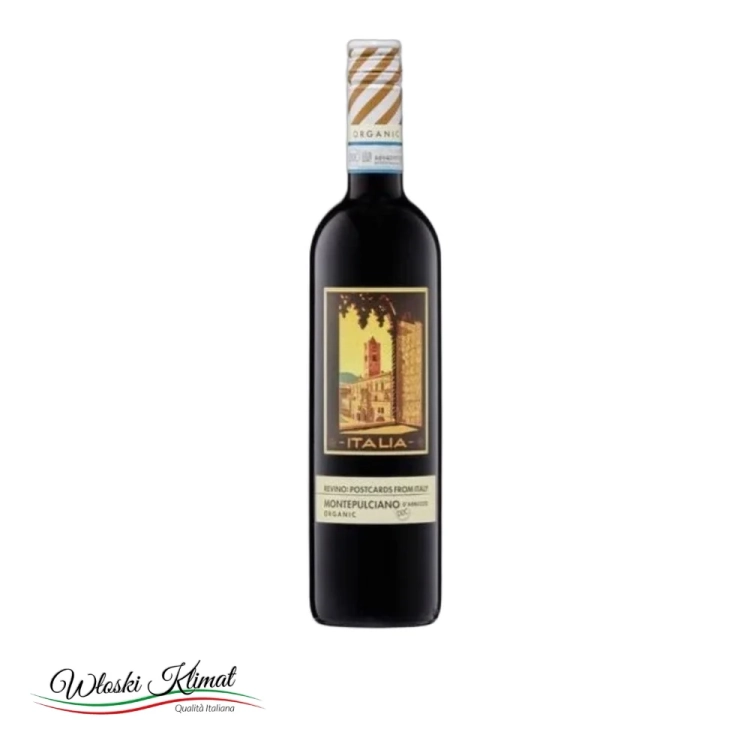 Wino wytrawne czerwone MONTEPULCIANO D'ABRUZZO DOC ORGANIC REVINO 750ML - widok z przodu / opakowanie